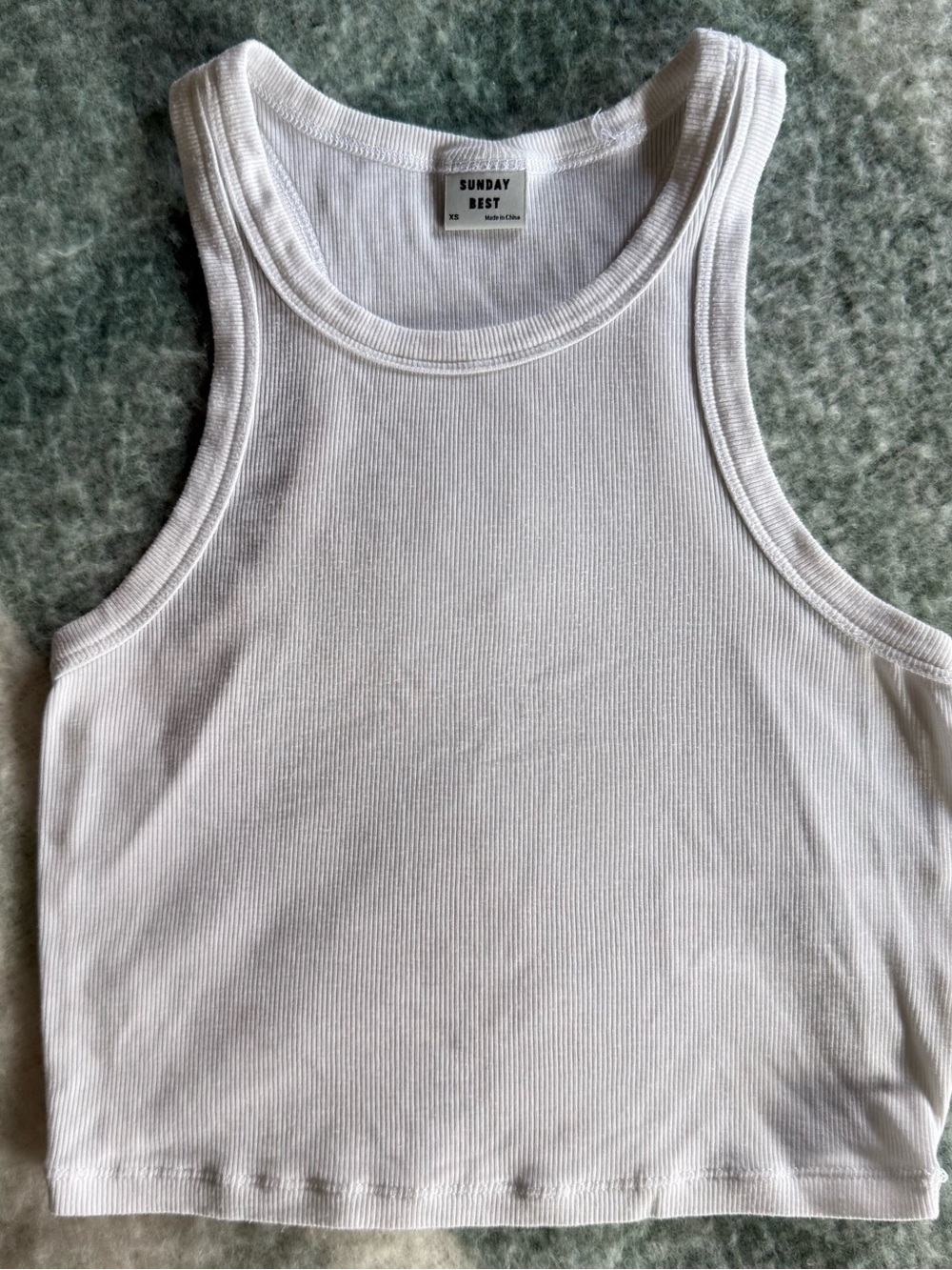 Sunday Best White Ribbed Cropped Tank